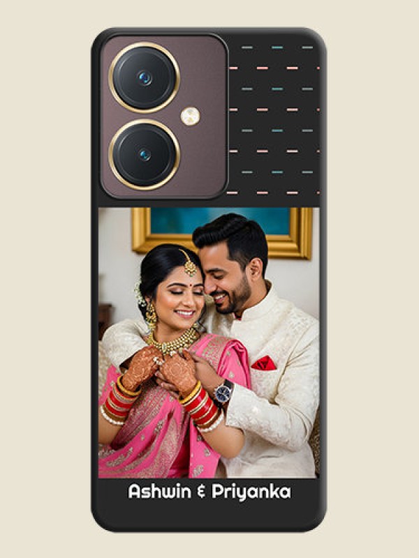 Custom Line Pattern Design with Text on Space Black Custom Soft Matte Phone Back Cover - Vivo Y27