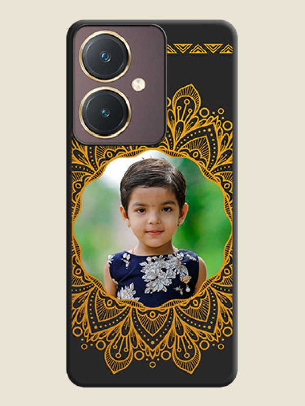 Custom Round Image with Floral Design - Photo on Space Black Soft Matte Mobile Cover - Vivo Y27
