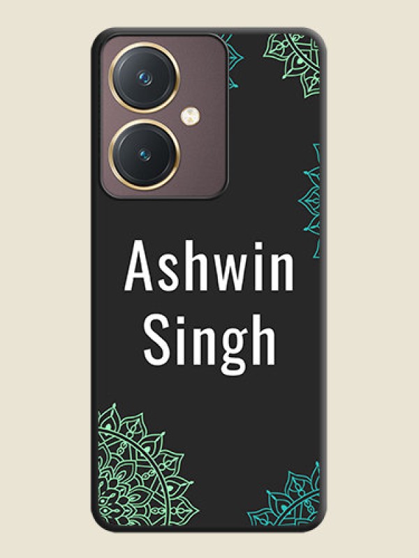 Custom Your Name with Floral Design on Space Black Custom Soft Matte Back Cover - Vivo Y27