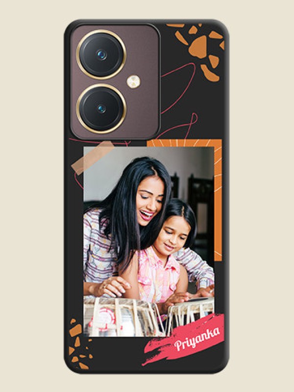Custom Orange Photo Frame on Space Black Custom Soft Matte Phone Back Cover - Vivo Y27