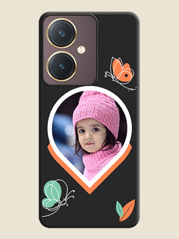 Custom Upload Pic With Simple Butterly Design On Space Black Personalized Soft Matte Phone Covers - Vivo Y27