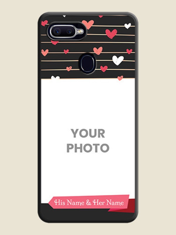 Custom Love Pattern with Name on Pink Ribbon  on Photo on Space Black Soft Matte Back Cover - Oppo A12 - alternate view