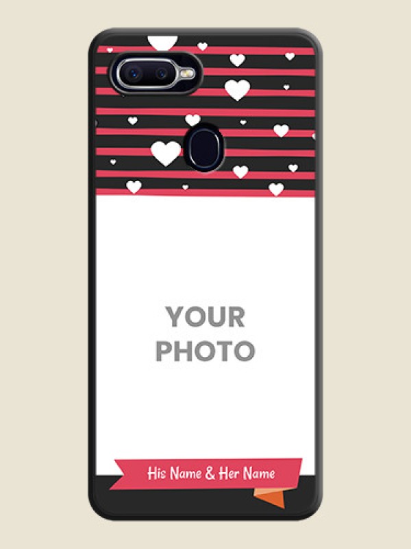 Custom White Color Love Symbols with Pink Lines Pattern on Space Black Custom Soft Matte Phone Cases - Oppo A12 - alternate view