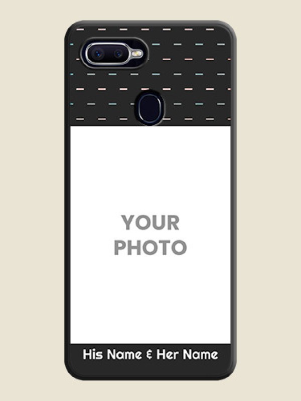 Custom Line Pattern Design with Text on Space Black Custom Soft Matte Phone Back Cover - Oppo A12 - alternate view