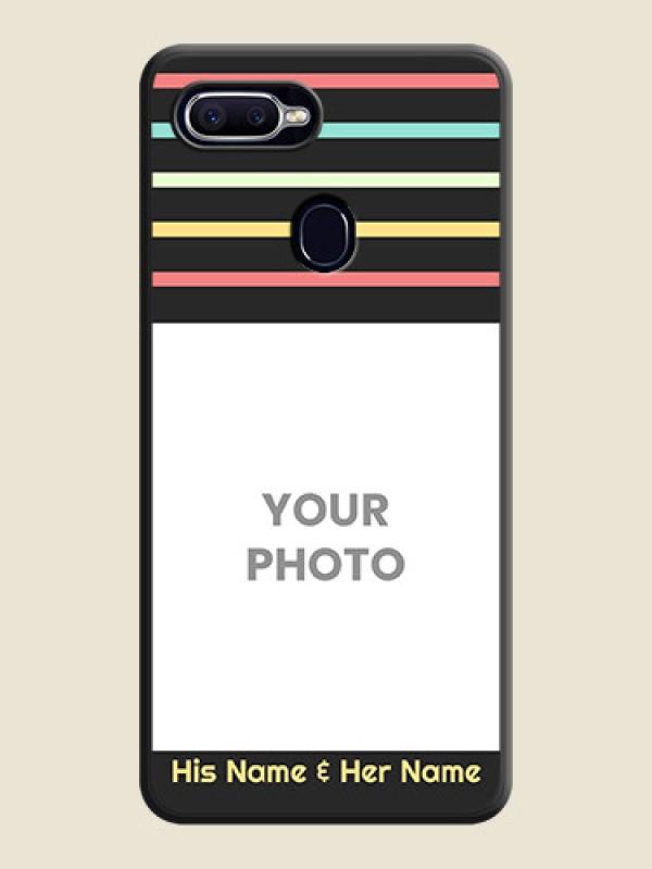 Custom Color Stripes with Photo and Text on Photo on Space Black Soft Matte Mobile Case - Oppo A12 - alternate view