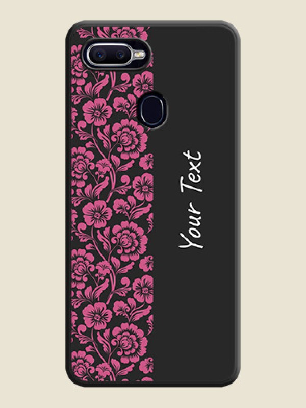 Custom Pink Floral Pattern Design With Custom Text On Space Black Personalized Soft Matte Phone Covers -Oppo A12 - alternate view