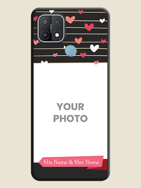 Custom Love Pattern with Name on Pink Ribbon on Photo on Space Black Soft Matte Back Cover - Oppo A15 - alternate view