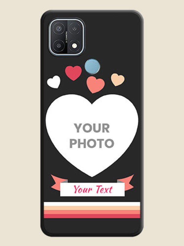 Custom Love Shaped Photo with Colorful Stripes on Personalised Space Black Soft Matte Cases - Oppo A15 - alternate view