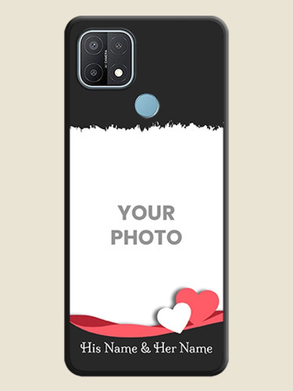 Custom Pin Color Love Shaped Ribbon Design with Text on Space Black Custom Soft Matte Phone Back Cover - Oppo A15 - alternate view