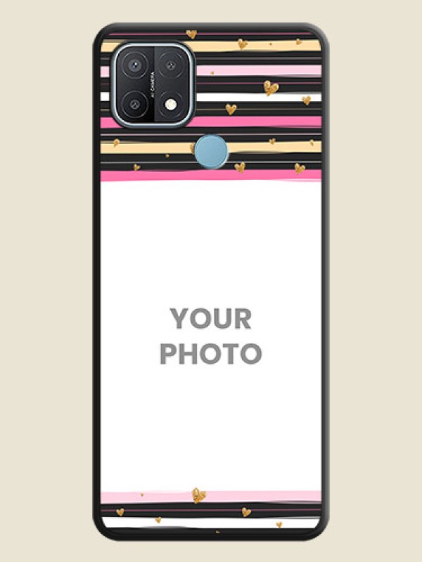 Custom Multicolor Lines and Golden Love Symbols Design on Photo on Space Black Soft Matte Mobile Cover - Oppo A15 - alternate view