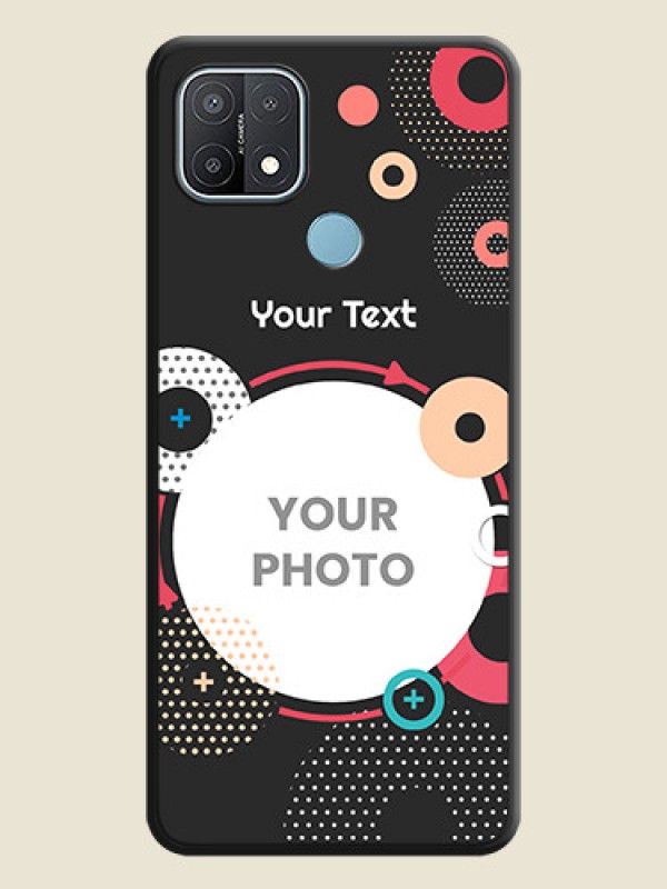Custom Multicoloured Round Image on Personalised Space Black Soft Matte Cases - Oppo A15 - alternate view