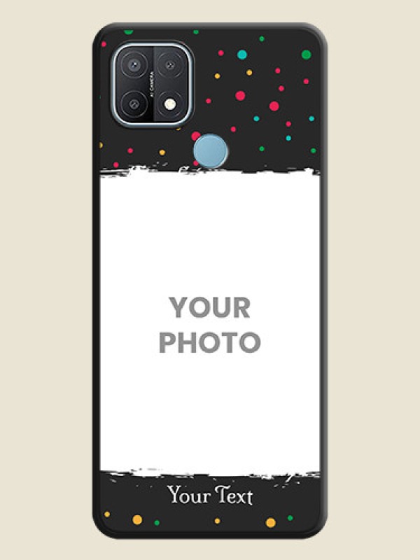 Custom Multicolor Dotted Pattern with Text on Space Black Custom Soft Matte Phone Back Cover - Oppo A15 - alternate view