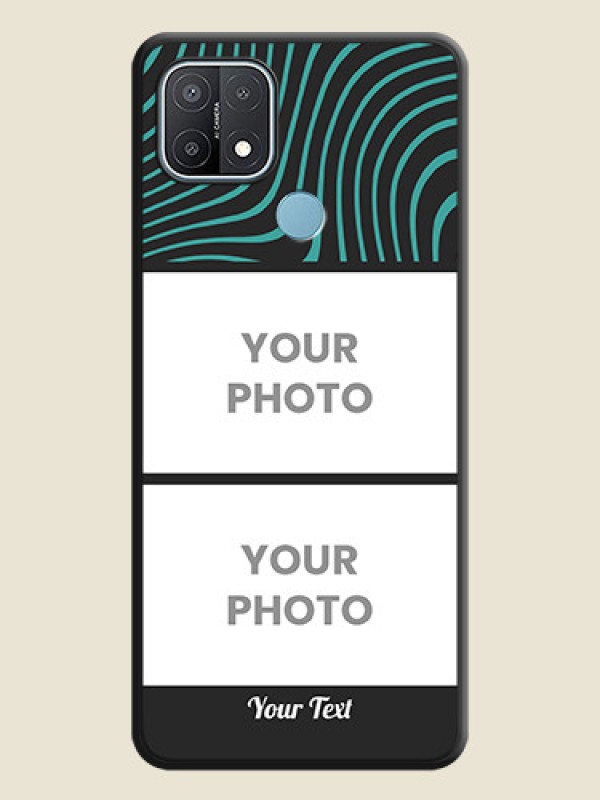 Custom Wave Pattern with 2 Image Holder on Space Black Personalized Soft Matte Phone Covers - Oppo A15 - alternate view