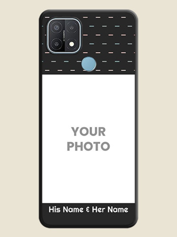 Custom Line Pattern Design with Text on Space Black Custom Soft Matte Phone Back Cover - Oppo A15 - alternate view