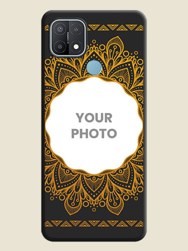 Custom Round Image with Floral Design on Photo on Space Black Soft Matte Mobile Cover - Oppo A15 - alternate view