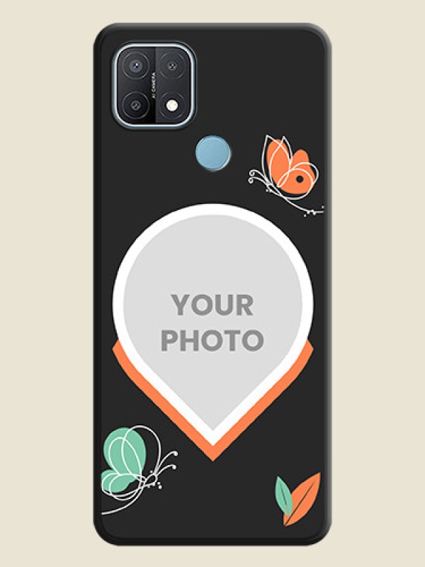 Custom Upload Pic With Simple Butterly Design On Space Black Personalized Soft Matte Phone Covers -Oppo A15 - alternate view