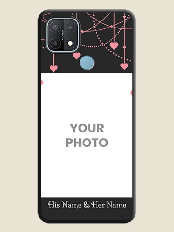 Custom Pink Love Hangings with Text on Space Black Custom Soft Matte Back Cover - Oppo A15s - alternate view