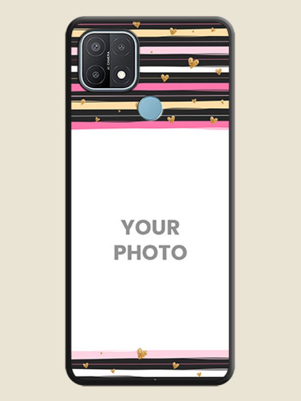 Custom Multicolor Lines and Golden Love Symbols Design on Photo on Space Black Soft Matte Mobile Cover - Oppo A15s - alternate view