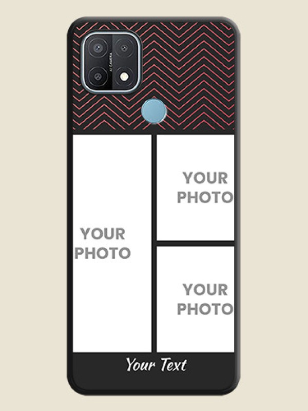 Custom Wave Pattern with 3 Image Holder on Space Black Custom Soft Matte Back Cover - Oppo A15s - alternate view