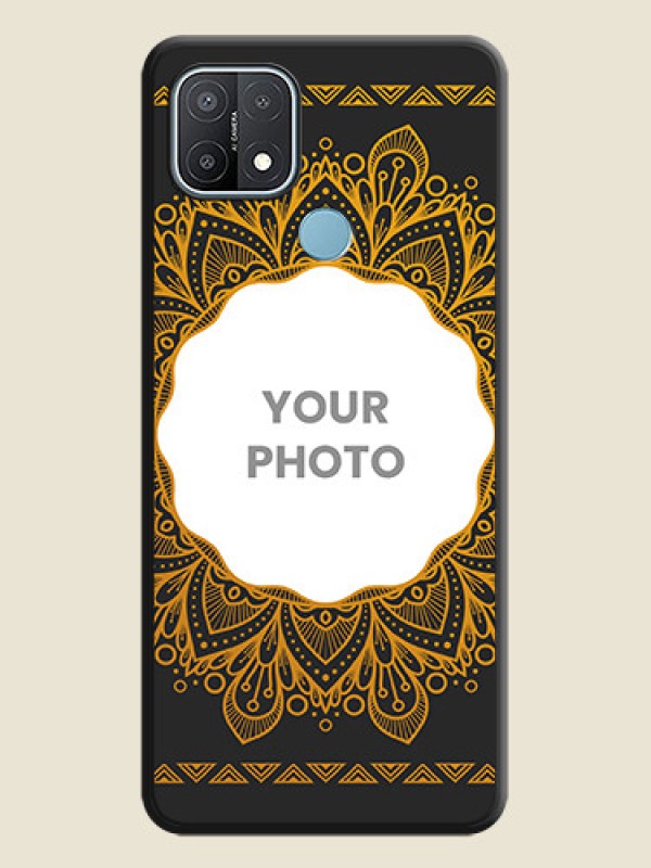 Custom Round Image with Floral Design on Photo on Space Black Soft Matte Mobile Cover - Oppo A15s - alternate view
