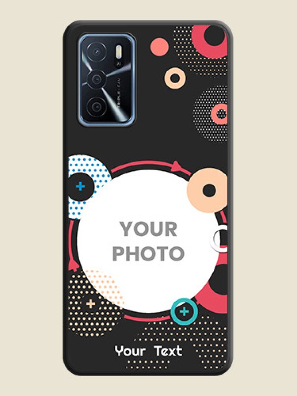Custom Multicoloured Round Image on Personalised Space Black Soft Matte Cases - Oppo A16 - alternate view