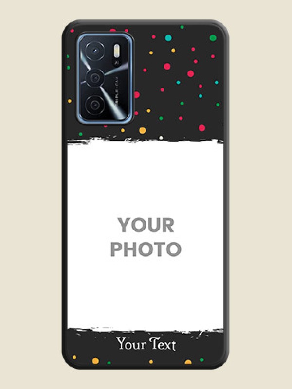 Custom Multicolor Dotted Pattern with Text on Space Black Custom Soft Matte Phone Back Cover - Oppo A16 - alternate view