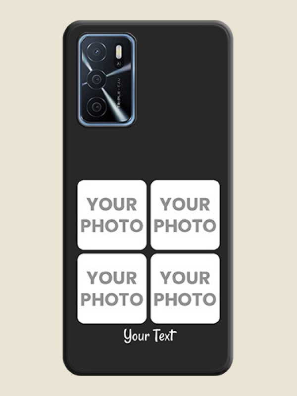 Custom Floral Art with 6 Image Holder on Photo on Space Black Soft Matte Mobile Case - Oppo A16 - alternate view