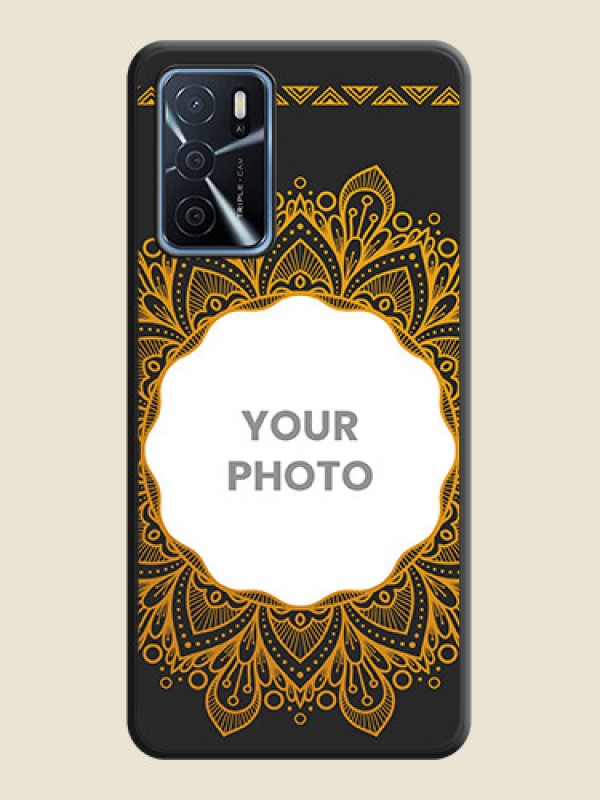 Custom Round Image with Floral Design on Photo on Space Black Soft Matte Mobile Cover - Oppo A16 - alternate view