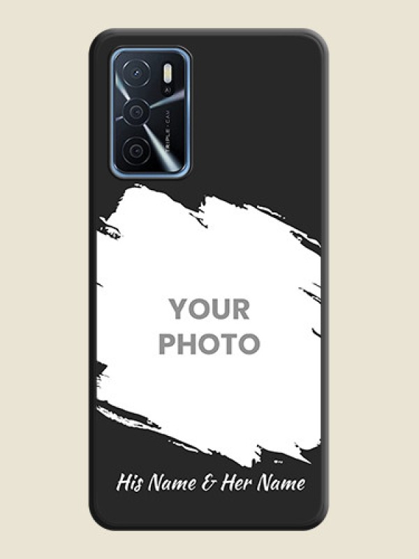 Custom Grunge Brush Strokes on Photo on Space Black Soft Matte Back Cover - Oppo A16 - alternate view