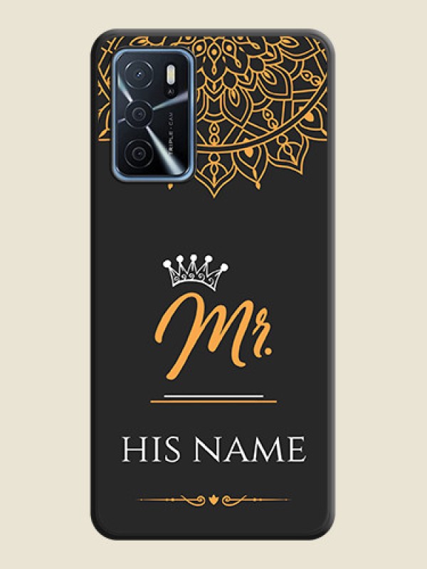 Custom Mr Name with Floral Design  on Personalised Space Black Soft Matte Cases - Oppo A16 - alternate view