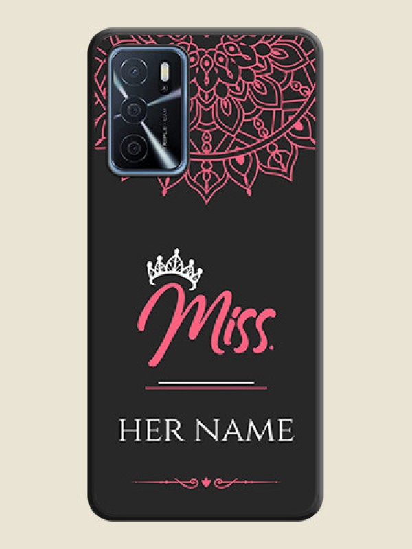 Custom Mrs Name with Floral Design on Space Black Personalized Soft Matte Phone Covers - Oppo A16 - alternate view
