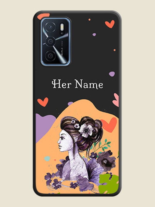 Custom Namecase For Her With Fancy Lady Image On Space Black Personalized Soft Matte Phone Covers -Oppo A16 - alternate view