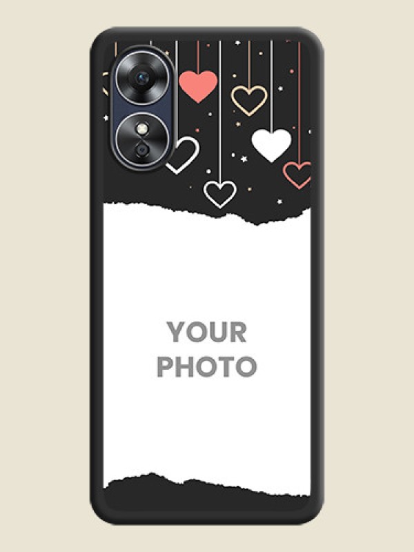 Custom Love Hangings with Splash Wave Picture on Space Black Custom Soft Matte Phone Back Cover - Oppo A17 - alternate view