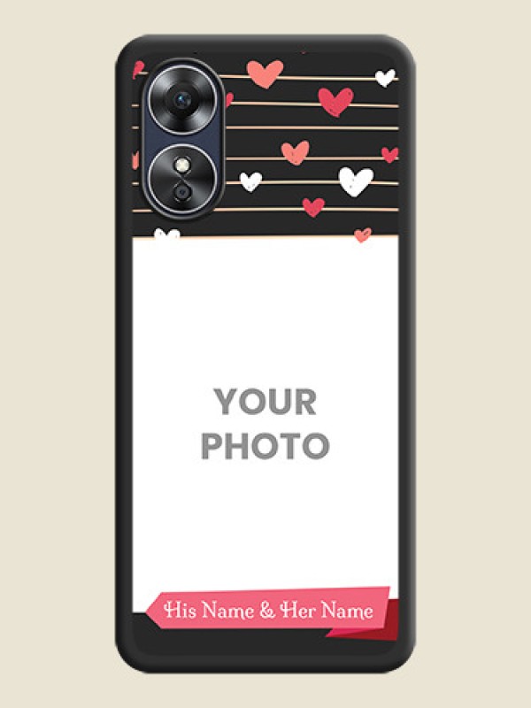 Custom Love Pattern with Name on Pink Ribbon  on Photo on Space Black Soft Matte Back Cover - Oppo A17 - alternate view