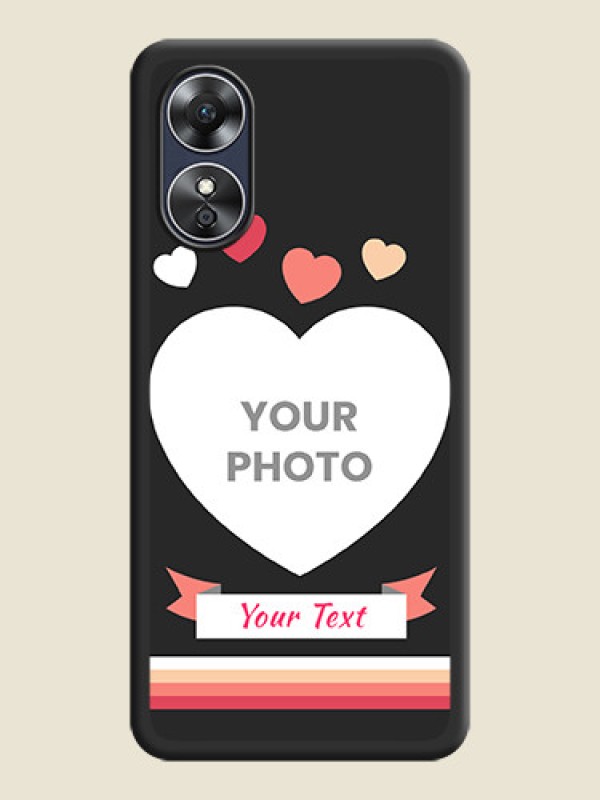 Custom Love Shaped Photo with Colorful Stripes on Personalised Space Black Soft Matte Cases - Oppo A17 - alternate view