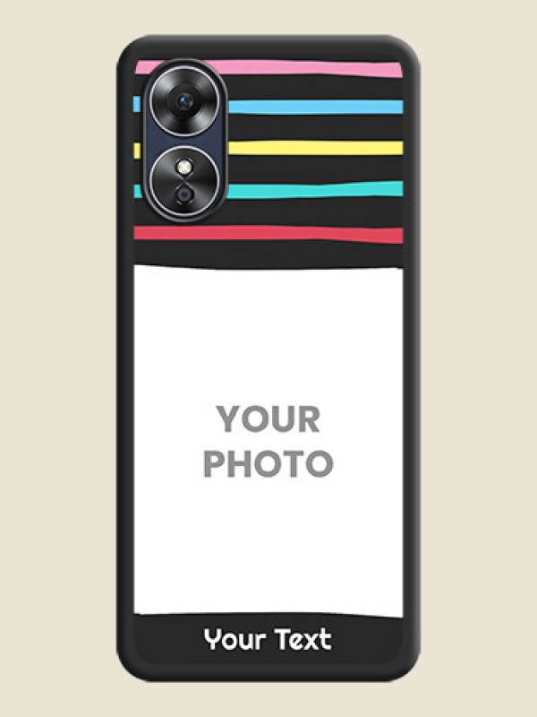 Custom Multicolor Lines with Image on Space Black Personalized Soft Matte Phone Covers - Oppo A17 - alternate view