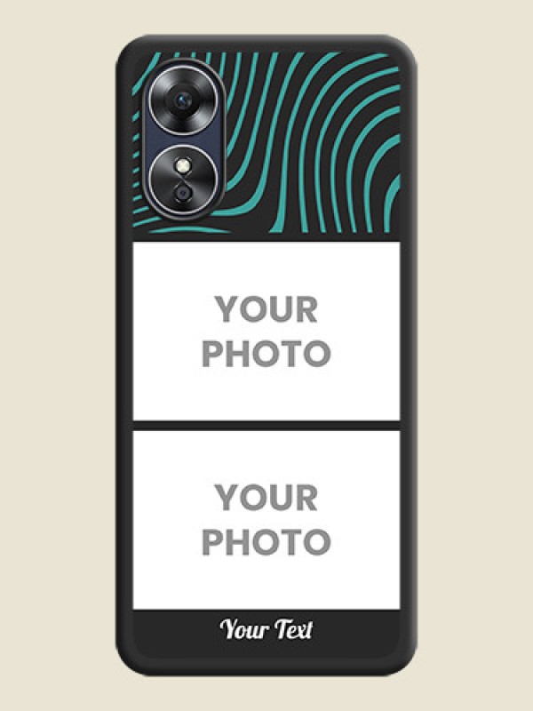 Custom Wave Pattern with 2 Image Holder on Space Black Personalized Soft Matte Phone Covers - Oppo A17 - alternate view