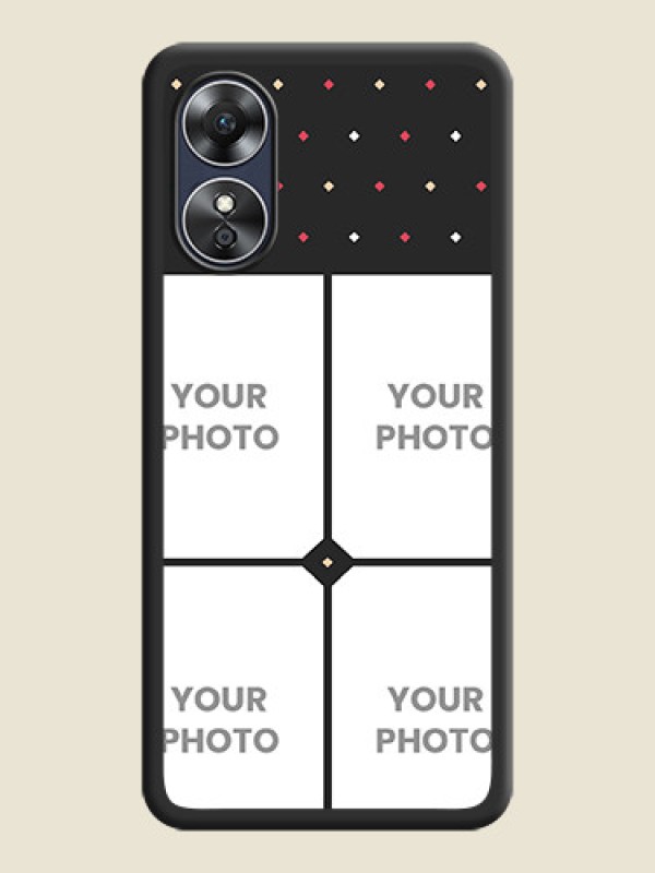 Custom Multicolor Dotted Pattern with 4 Image Holder on Space Black Custom Soft Matte Phone Cases - Oppo A17 - alternate view