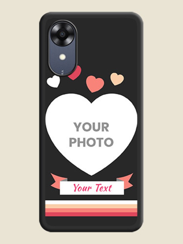 Custom Love Shaped Photo with Colorful Stripes on Personalised Space Black Soft Matte Cases - Oppo A17k - alternate view