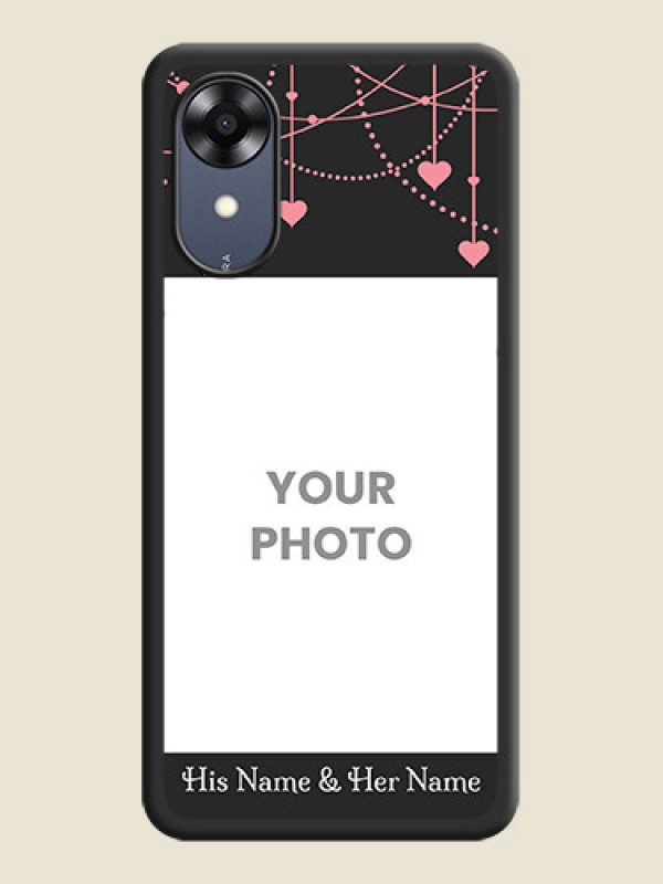 Custom Pink Love Hangings with Text on Space Black Custom Soft Matte Back Cover - Oppo A17k - alternate view