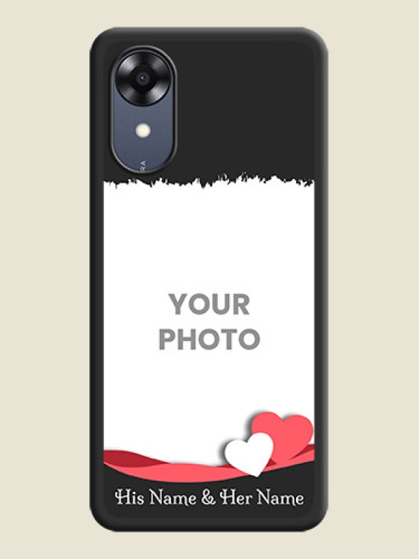 Custom Pin Color Love Shaped Ribbon Design with Text on Space Black Custom Soft Matte Phone Back Cover - Oppo A17k - alternate view