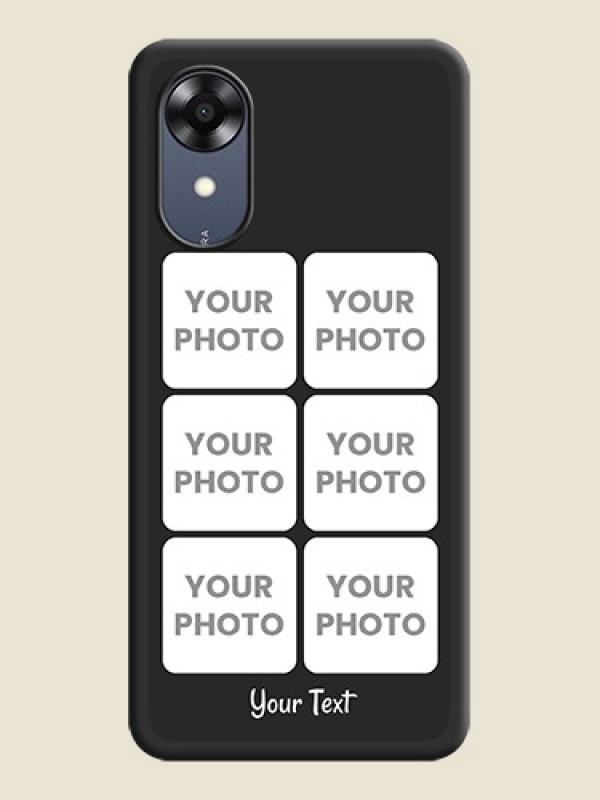 Custom Floral Art with 6 Image Holder on Photo on Space Black Soft Matte Mobile Case - Oppo A17k - alternate view