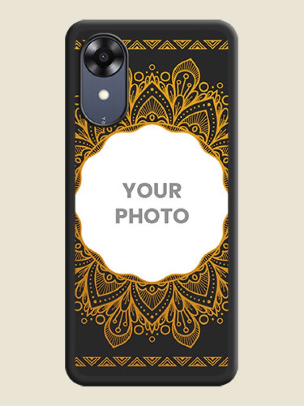 Custom Round Image with Floral Design on Photo on Space Black Soft Matte Mobile Cover - Oppo A17k - alternate view