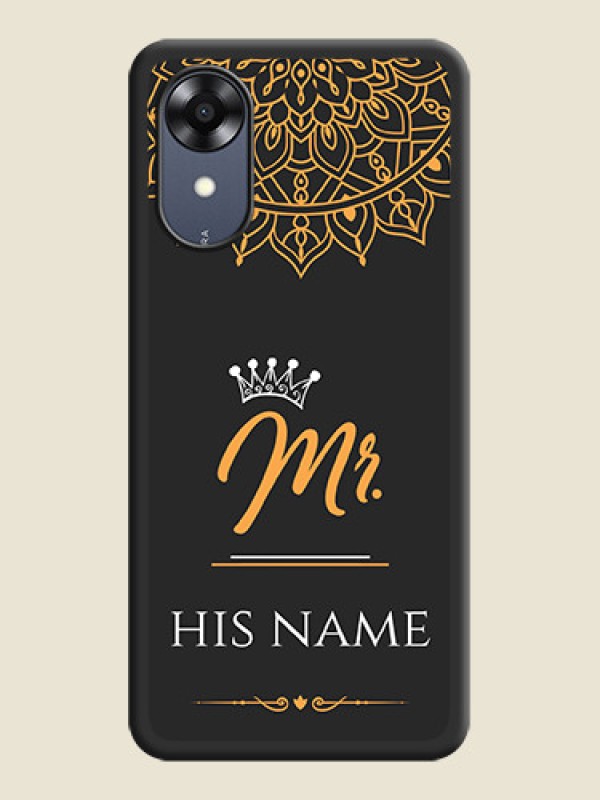 Custom Mr Name with Floral Design  on Personalised Space Black Soft Matte Cases - Oppo A17k - alternate view