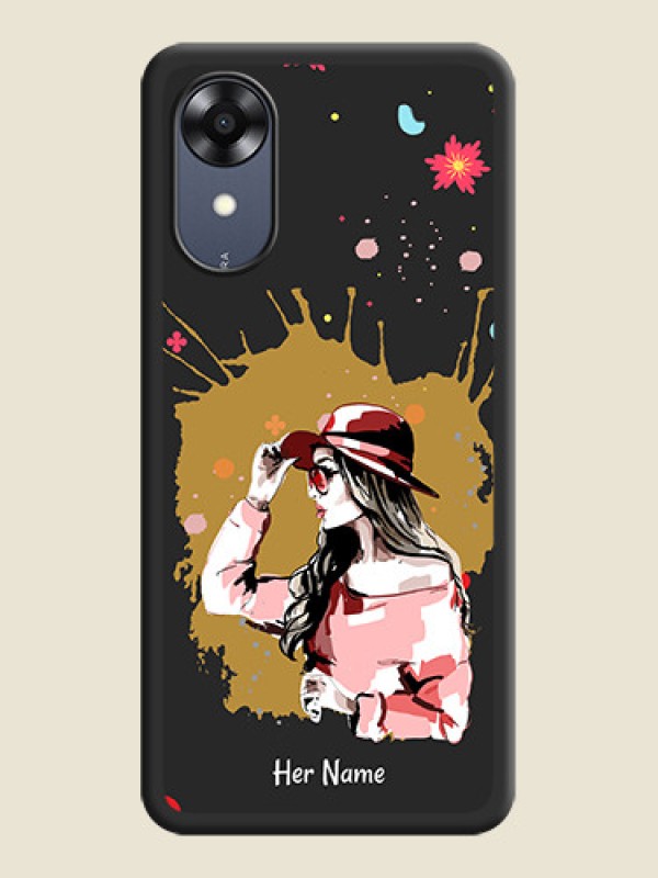 Custom Mordern Lady With Color Splash Background With Custom Text On Space Black Personalized Soft Matte Phone Covers -Oppo A17K - alternate view