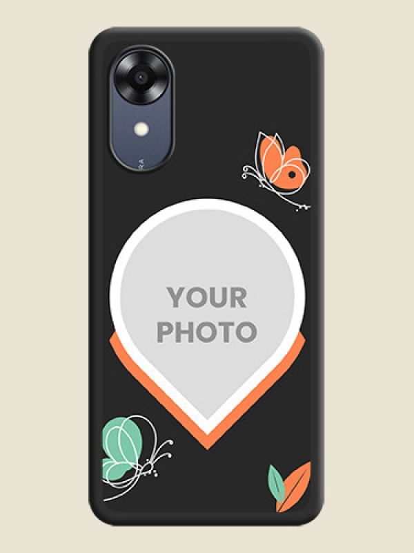 Custom Upload Pic With Simple Butterly Design On Space Black Personalized Soft Matte Phone Covers -Oppo A17K - alternate view