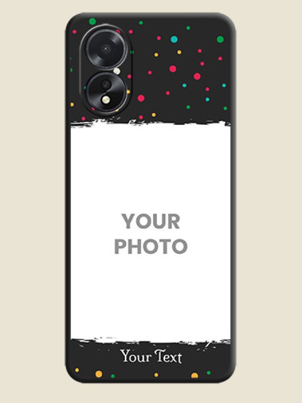 Custom Multicolor Dotted Pattern with Text on Space Black Custom Soft Matte Phone Back Cover - Oppo A18 - alternate view