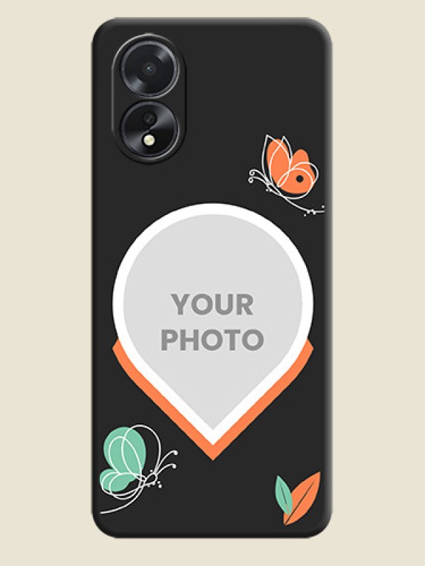 Custom Upload Pic With Simple Butterly Design On Space Black Personalized Soft Matte Phone Covers - Oppo A18 - alternate view