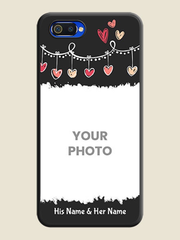 Custom Pink Love Hangings with Name on Space Black Custom Soft Matte Phone Cases - Oppo A1k - alternate view