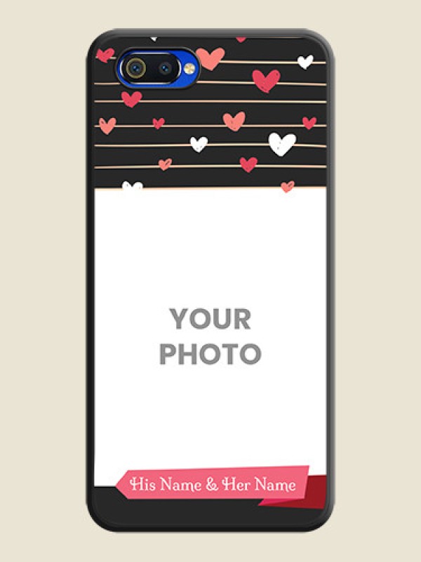 Custom Love Pattern with Name on Pink Ribbon  on Photo on Space Black Soft Matte Back Cover - Oppo A1k - alternate view